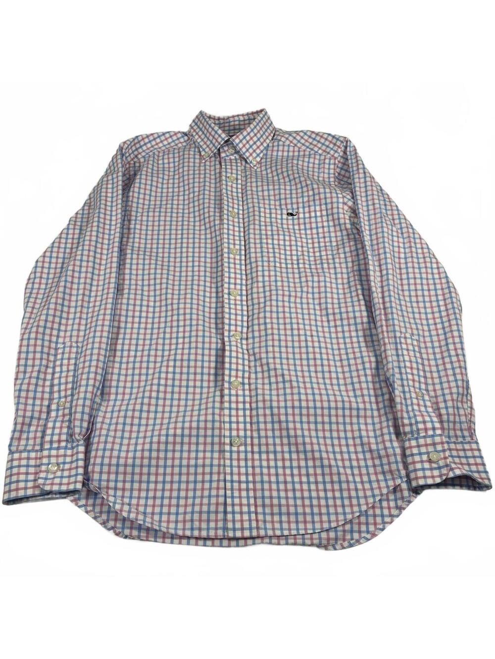 Vineyard Vines Slim Fit Tucker Button-Down Blue/Pink Plaid Shirt Small